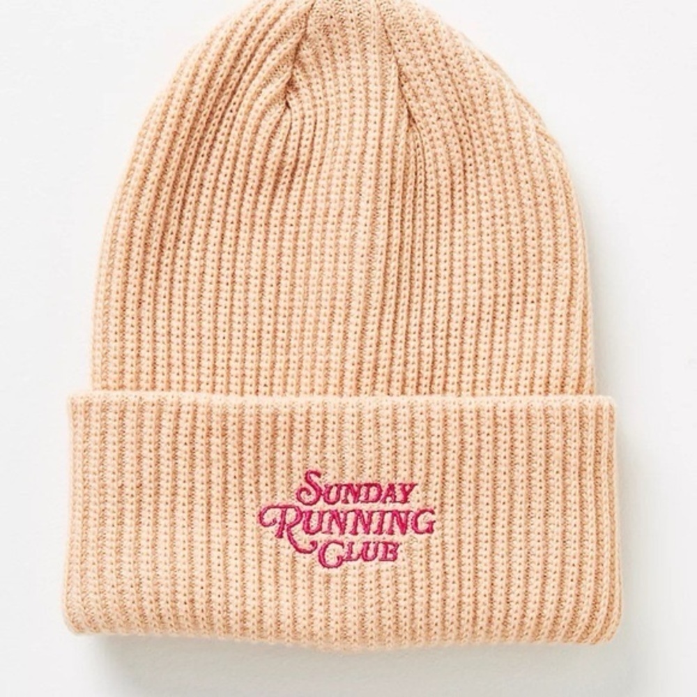 Anthropologie Daily Practice Sport Club Beanie “Sunday Running Club” New
